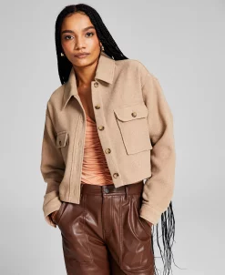 And Now This Women's Textured Button Front Cropped Shacket -Sam Edelman Shop 22325332 fpx