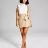 And Now This Women's Faux-Leather Faux-Wrap Mini Skirt