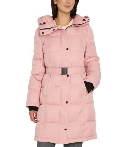 Sam Edelman Women's Belted Hooded Puffer Coat -Sam Edelman Shop 22336311 fpx