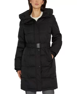 Sam Edelman Women's Belted Hooded Puffer Coat -Sam Edelman Shop 22336321 fpx
