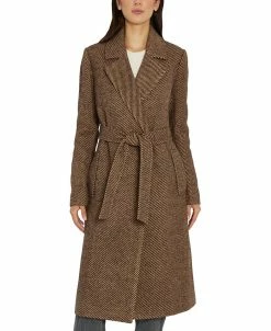 Sam Edelman Women's Belted Tweed Wrap Coat