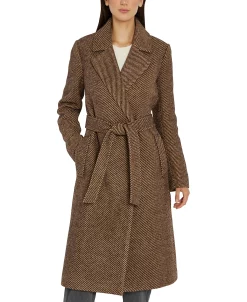 Sam Edelman Women's Belted Tweed Wrap Coat -Sam Edelman Shop 22336331 fpx