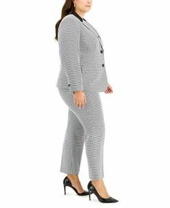 Kasper Plus Size Houndstooth Notch-Collar Button-Front Jacket -Sam Edelman Shop 22336495 fpx