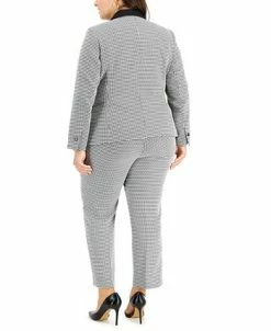 Kasper Plus Size Houndstooth Notch-Collar Button-Front Jacket -Sam Edelman Shop 22336497 fpx