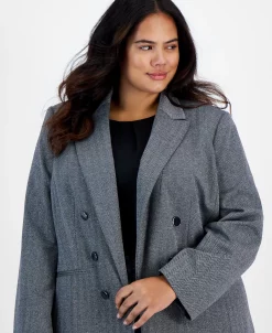 Bar III Plus Size Shimmer Herringbone Long-Sleeve Blazer, Created For Macy's -Sam Edelman Shop 22337675 fpx