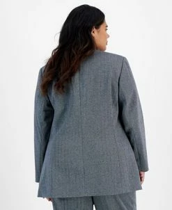 Bar III Plus Size Shimmer Herringbone Long-Sleeve Blazer, Created For Macy's -Sam Edelman Shop 22337676 fpx