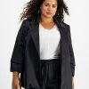 Bar III Plus Size Washed Satin Pleated-Sleeve Jacket, Created For Macy's