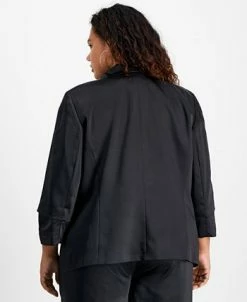 Bar III Plus Size Washed Satin Pleated-Sleeve Jacket, Created For Macy's -Sam Edelman Shop 22337710 fpx