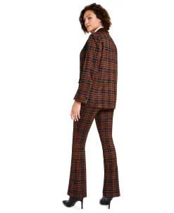 Bar III Women's Plaid One-Button Boyfriend Blazer & Plaid Flare Leg Pants, Created For Macy's -Sam Edelman Shop 22360965 fpx