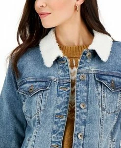Style & Co Women's Sherpa-Collar Jean Jacket, Created For Macy's -Sam Edelman Shop 22375397 fpx