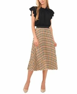 CeCe Women's Pleated Elastic Waist Skirt
