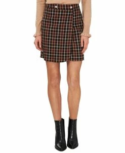 CeCe Women's Two-Button Wrap A-Line Skirt