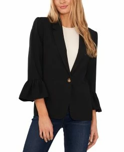 CeCe Women's Ruffle Sleeve Welt Pocket Blazer