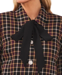 CeCe Women's Tie-Neck Long Sleeve Button-Up Jacket -Sam Edelman Shop 22476806 fpx