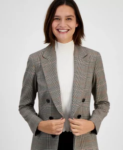 Bar III Women's Mini-Check-Print Faux-Double-Breasted Jacket, Created For Macy's -Sam Edelman Shop 22542435 fpx