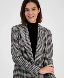 Bar III Women's Mini-Check-Print Faux-Double-Breasted Jacket, Created For Macy's -Sam Edelman Shop 22542442 fpx