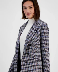 Bar III Women's Mini-Check-Print Faux-Double-Breasted Jacket, Created For Macy's -Sam Edelman Shop 22542445 fpx