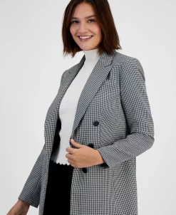 Bar III Women's Houndstooth Faux-Double-Breasted Jacket, Created For Macy's -Sam Edelman Shop 22542450 fpx
