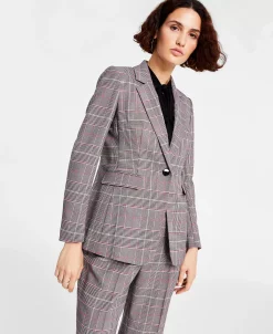 Bar III Women's Glen Plaid Single-Button Blazer, Created For Macy's -Sam Edelman Shop 22562643 fpx