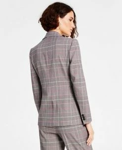 Bar III Women's Glen Plaid Single-Button Blazer, Created For Macy's -Sam Edelman Shop 22562644 fpx