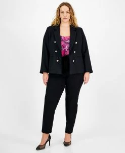 Bar III Plus Size Faux Double-Breasted Tweed Blazer, Created For Macy's