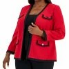 Kasper Plus Size Collarless Colorblocked Open-Front Blazer