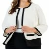 Kasper Plus Size Contrast-Trim Collarless Jacket -Sam Edelman Shop 22567643 fpx