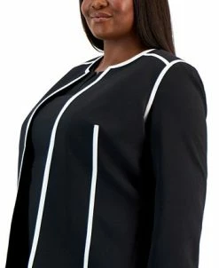 Kasper Plus Size Colorblocked Open-Front Long-Sleeve Blazer -Sam Edelman Shop 22568121 fpx