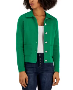 Charter Club Women's Cropped Sweater Blazer, Created For Macy's -Sam Edelman Shop 22568220 fpx