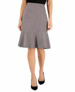 Kasper Women's Metallic-Flecked Tweed A-Line Flounce-Hem Skirt