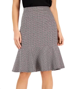Kasper Women's Metallic-Flecked Tweed A-Line Flounce-Hem Skirt -Sam Edelman Shop 22573558 fpx