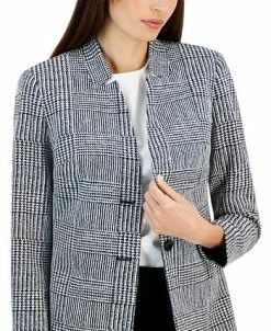 Kasper Women's Printed Two-Button Longline Blazer Topper -Sam Edelman Shop 22573609 fpx