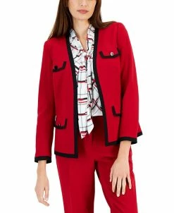 Kasper Women's Collarless Colorblocked Open-Front Blazer