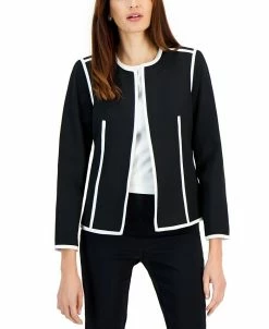 Kasper Women's Colorblocked Open-Front Long-Sleeve Blazer
