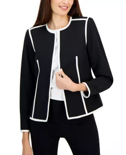 Kasper Women's Colorblocked Open-Front Long-Sleeve Blazer -Sam Edelman Shop 22573680 fpx