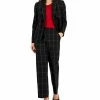 Kasper Women's Plaid One-Button Notched-Collar Jacket, Cowlneck Cap-Sleeve Blouse & Pull-On Straight-Leg Pants