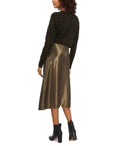 Vince Camuto Women's Textured Pull-On A-Line Midi Skirt -Sam Edelman Shop 22598164 fpx