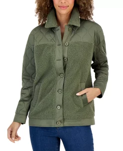 Style & Co Women's Quilted Fleece Jacket, Created For Macy's -Sam Edelman Shop 22626784 fpx