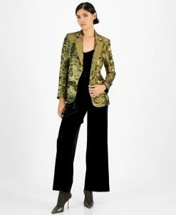 Bar III Women's Velvet V-Neck Jumpsuit & Metallic Notched Collar Jacket, Created For Macy's