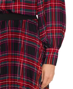 CeCe Women's Plaid Elastic-Waist Pleated Midi Skirt -Sam Edelman Shop 22677135 fpx