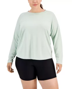 ID Ideology Plus Size Crewneck Long-Sleeve T-Shirt, Created For Macy's -Sam Edelman Shop 22683048 fpx