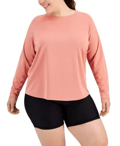 ID Ideology Plus Size Crewneck Long-Sleeve T-Shirt, Created For Macy's -Sam Edelman Shop 22683049 fpx