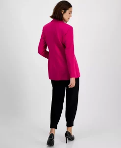 Bar III Women's Compression Boyfriend Blazer, Animal Print Bow Blouse, & Pleat-Front Ankle Pants, Created For Macy's -Sam Edelman Shop 22704683 fpx