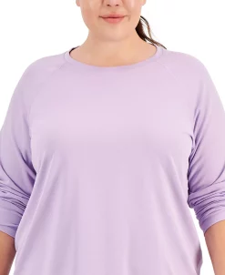 ID Ideology Plus Size Crewneck Long-Sleeve T-Shirt, Created For Macy's -Sam Edelman Shop 22717101 fpx