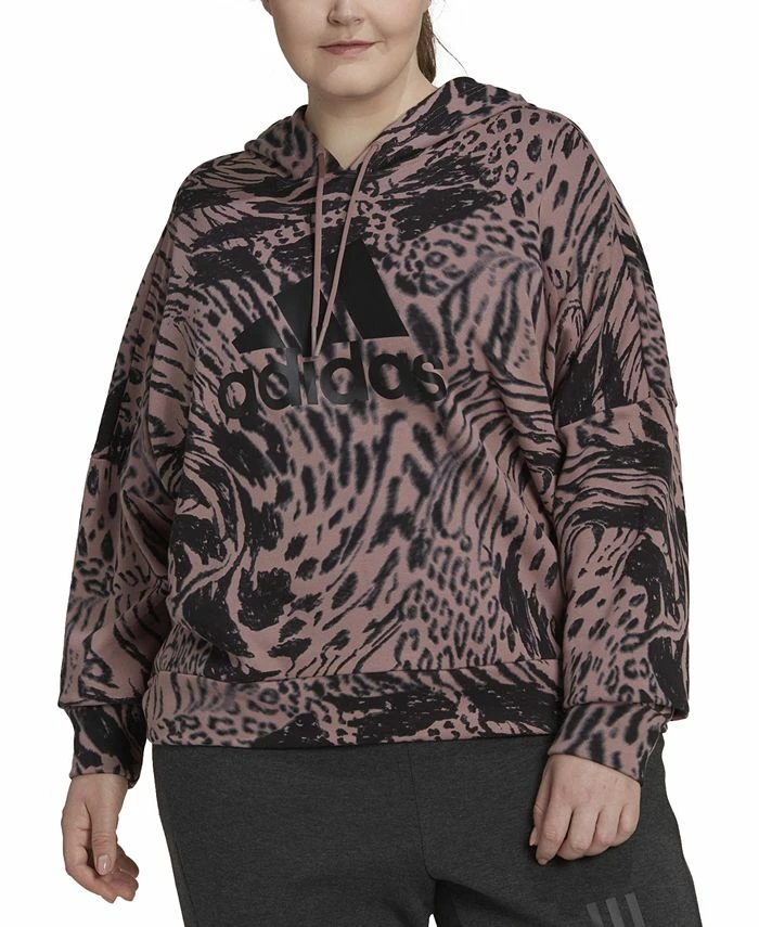 ADIDAS Plus Size Printed Cotton Long-Sleeve Hoodie 3 ADIDAS Plus Size Printed Cotton Long-Sleeve Hoodie