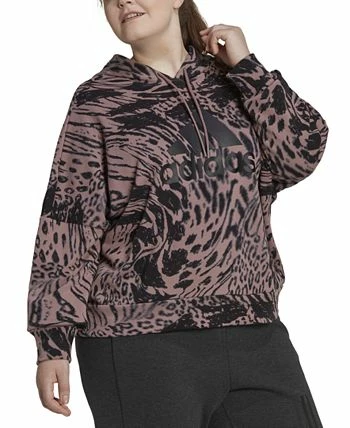 ADIDAS Plus Size Printed Cotton Long-Sleeve Hoodie 5 ADIDAS Plus Size Printed Cotton Long-Sleeve Hoodie - Image 3