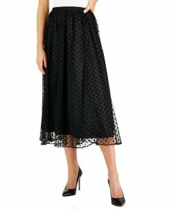 Anne Klein Women's Flocked-Dot Midi Skirt