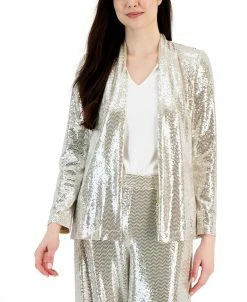 Anne Klein Women's Shawl-Collar Open-Front Sequin Blazer