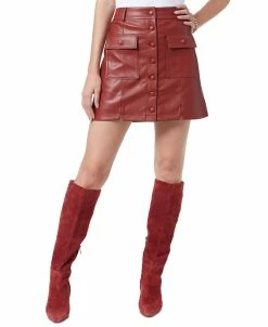 Sam Edelman Cara Faux Leather Button Down Mini Skirt
