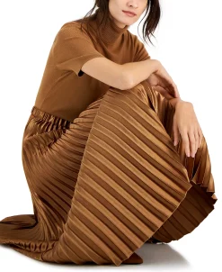 Anne Klein Women's Pleated Pull-On Midi Skirt -Sam Edelman Shop 22766874 fpx
